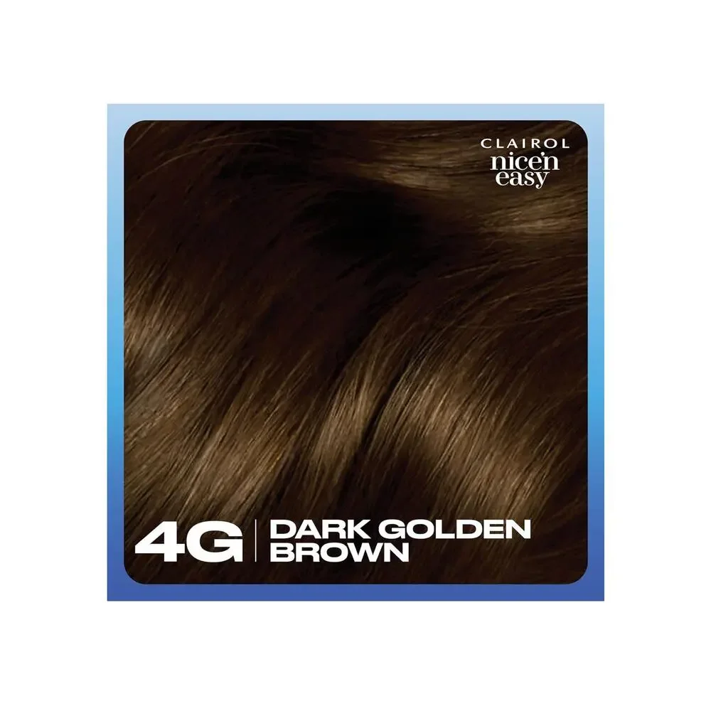 Clairol Nice'n Easy Permanent Hair Color 4G Dark Golden Brown, Pack of 3